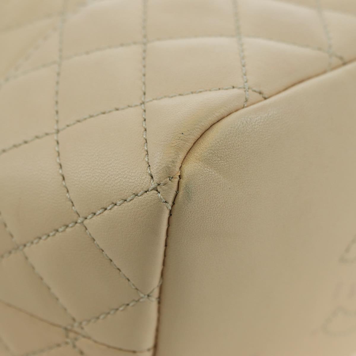 CHANEL Matelasse Chain Shoulder Bag Lamb Skin Ivory Gold CC Auth bs35037M