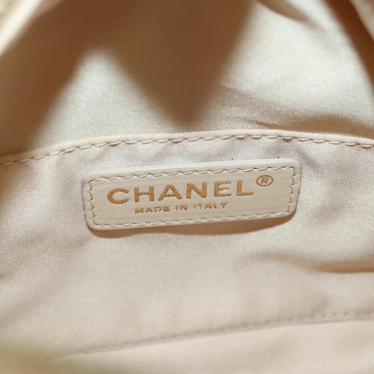 CHANEL Matelasse Chain Shoulder Bag Lamb Skin Ivory Gold CC Auth bs35037M
