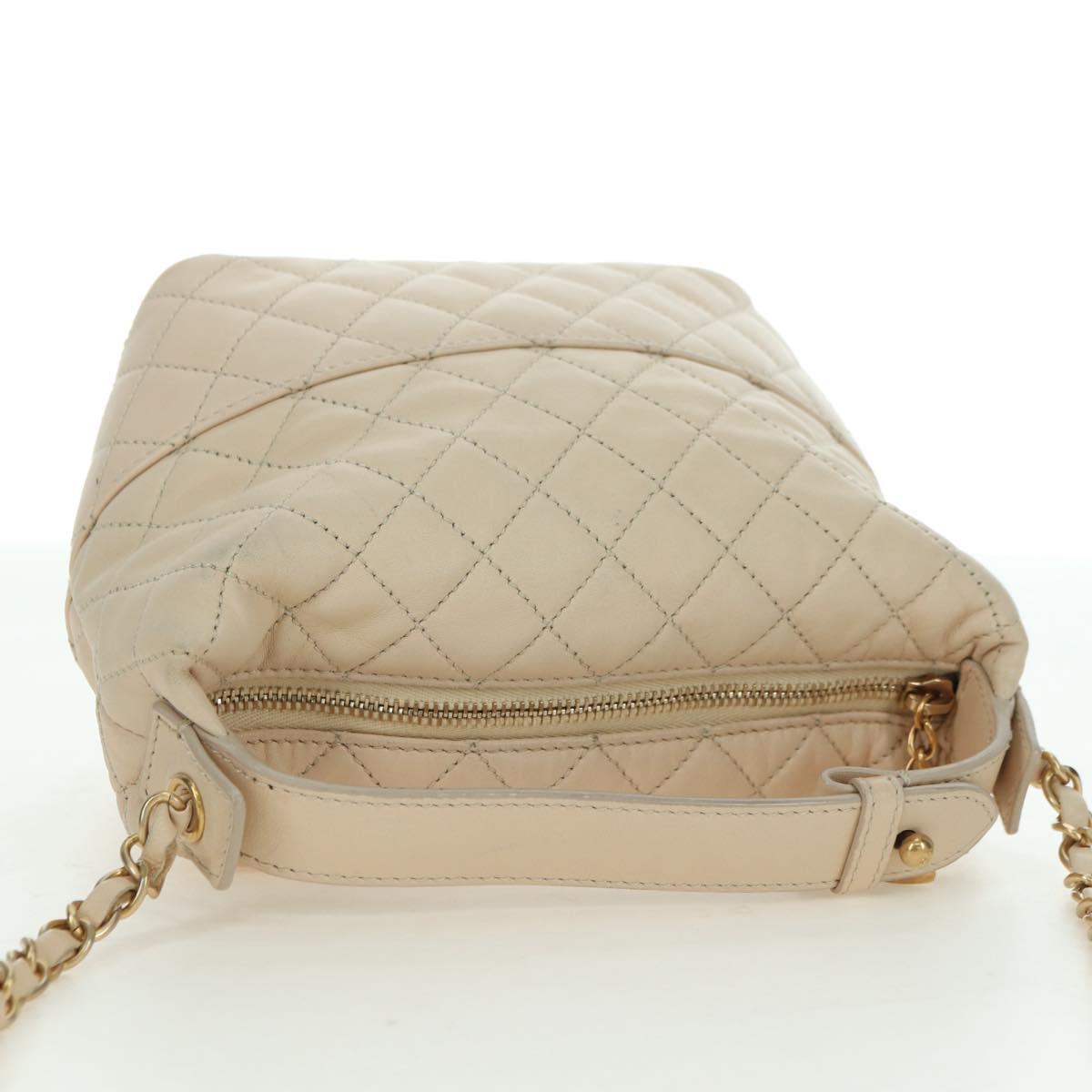 CHANEL Matelasse Chain Shoulder Bag Lamb Skin Ivory Gold CC Auth bs35037M