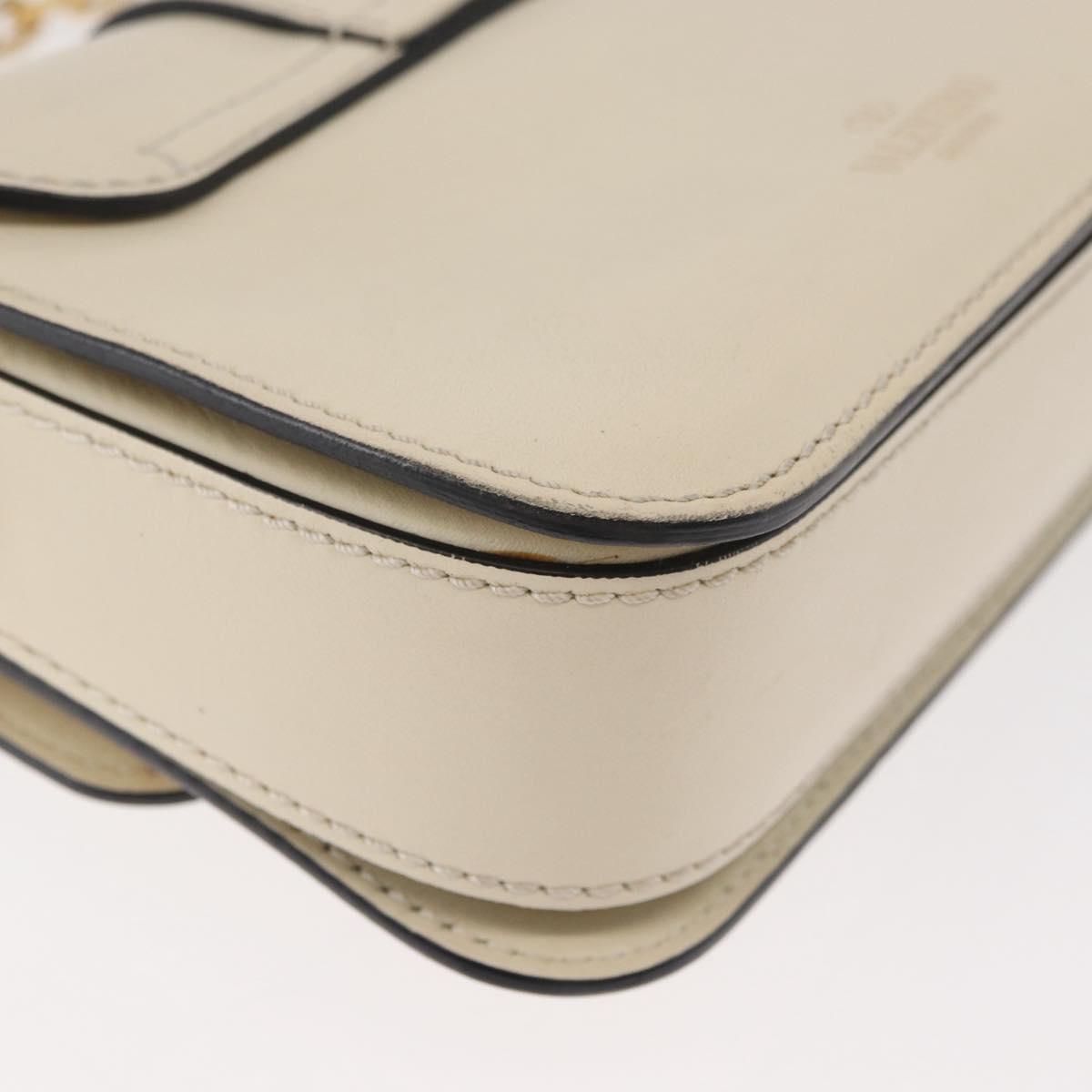 VALENTINO Chain Shoulder Bag Leather Ivory Gold Auth bs35039A