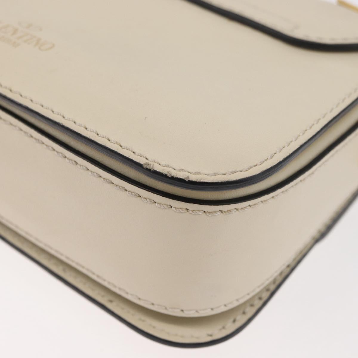 VALENTINO Chain Shoulder Bag Leather Ivory Gold Auth bs35039A