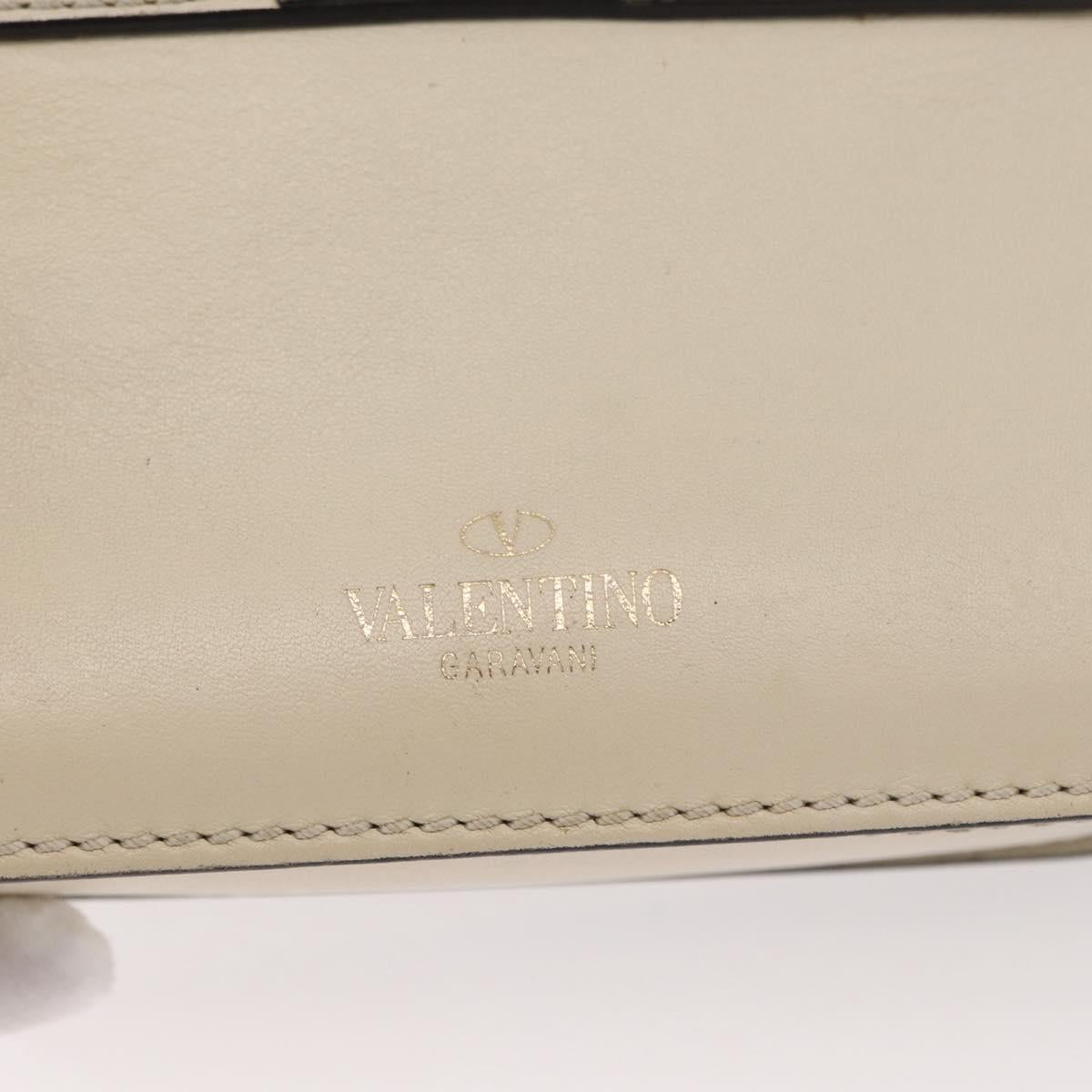 VALENTINO Chain Shoulder Bag Leather Ivory Gold Auth bs35039A