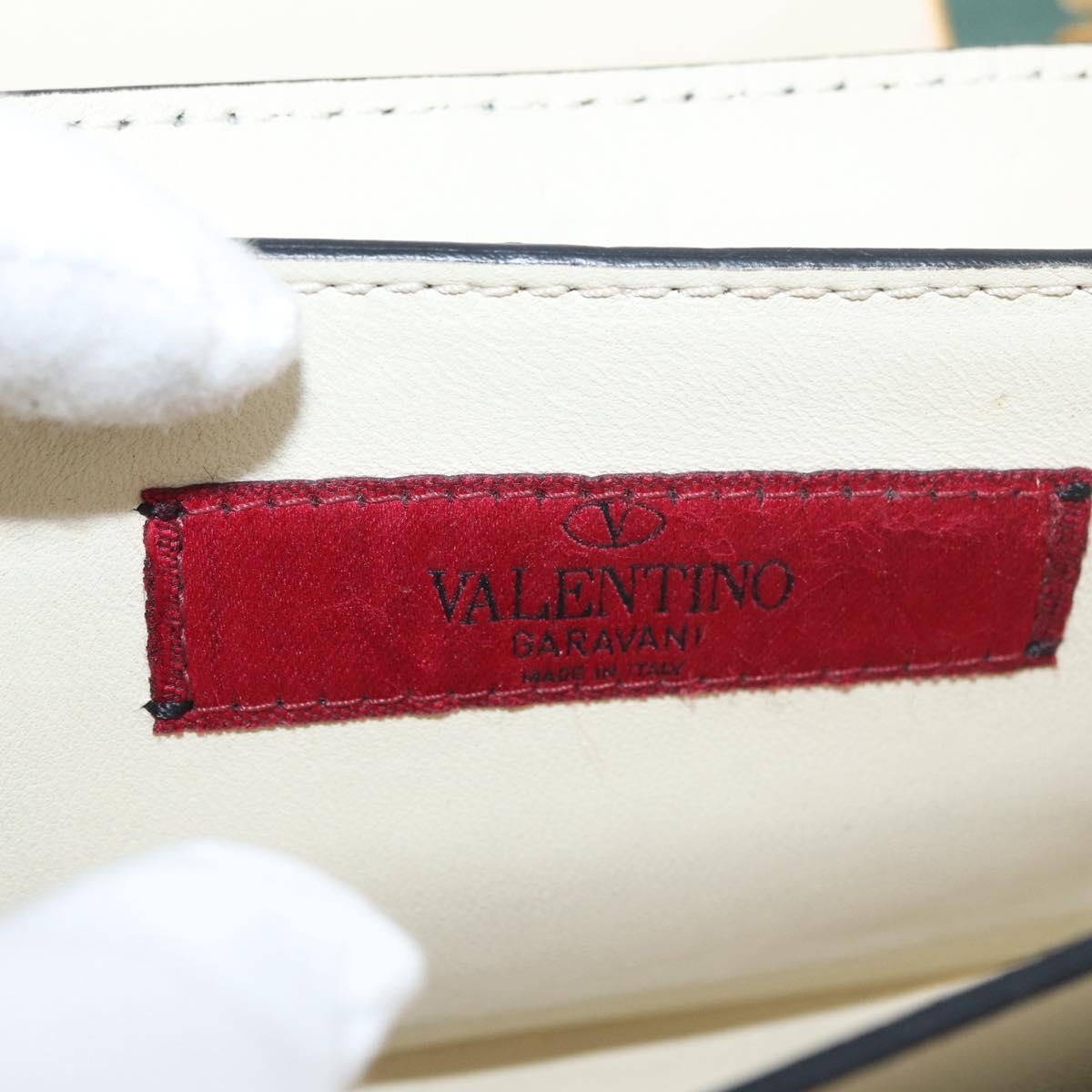 VALENTINO Chain Shoulder Bag Leather Ivory Gold Auth bs35039A