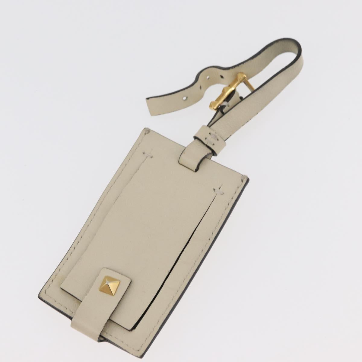 VALENTINO Chain Shoulder Bag Leather Ivory Gold Auth bs35039A