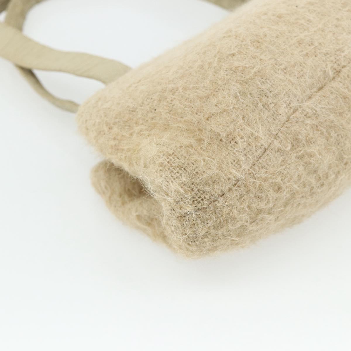 BOTTEGA VENETA Hand Bag Wool Beige Silver Auth bs35042