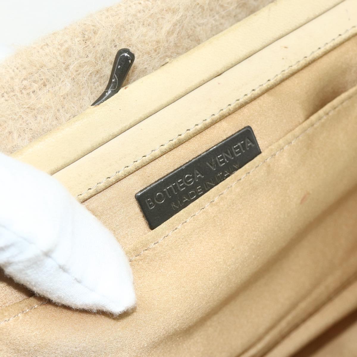 BOTTEGA VENETA Hand Bag Wool Beige Silver Auth bs35042
