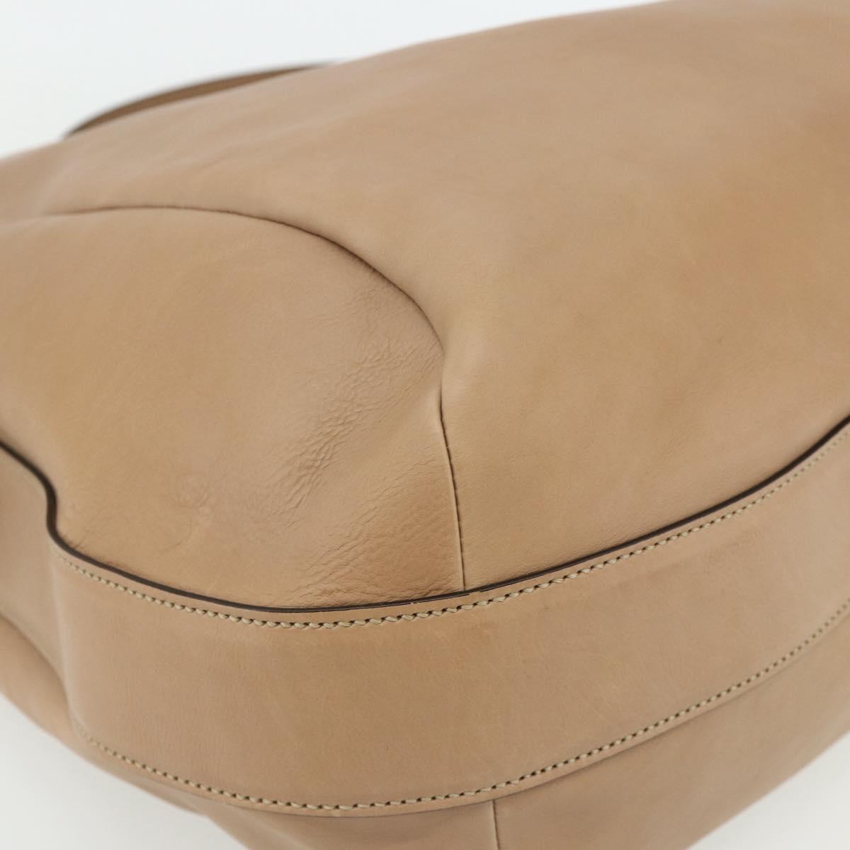 GUCCI Shoulder Bag Leather Beige Gold 296880 Auth bs35043A