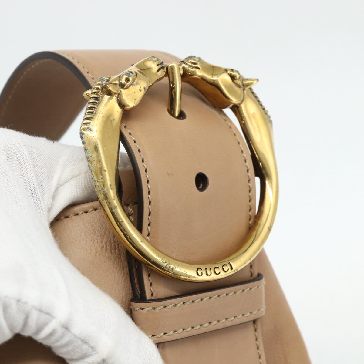 GUCCI Shoulder Bag Leather Beige Gold 296880 Auth bs35043A
