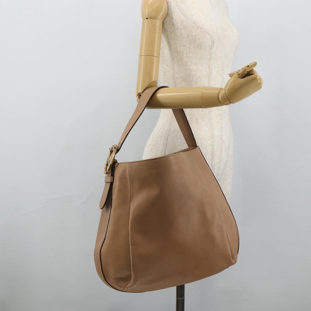 GUCCI Shoulder Bag Leather Beige Gold 296880 Auth bs35043A