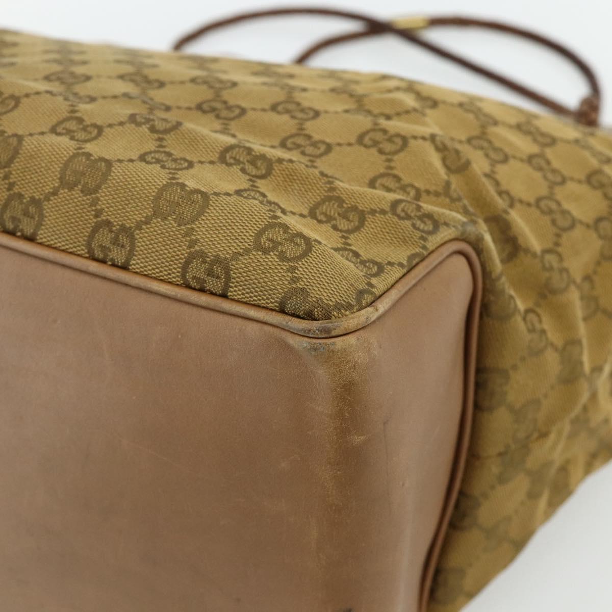 GUCCI GG Canvas Tote Bag Beige Gold 109141 Auth bs35044