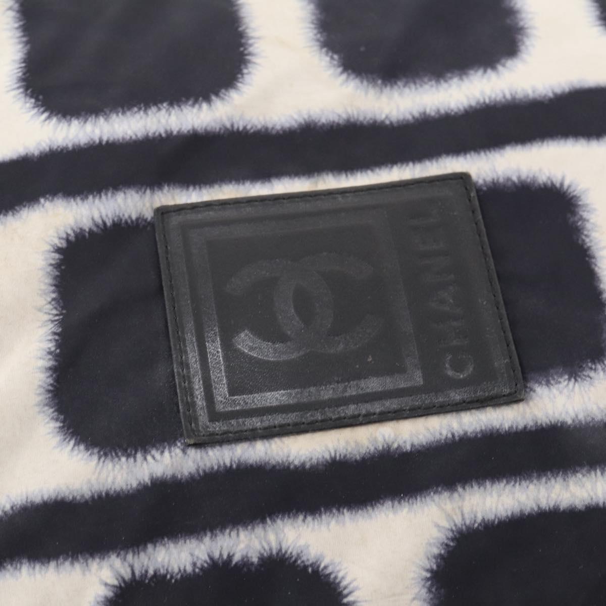 CHANEL Sports Line Reversible Shoulder Bag Nylon Black Silver CC Auth bs35056