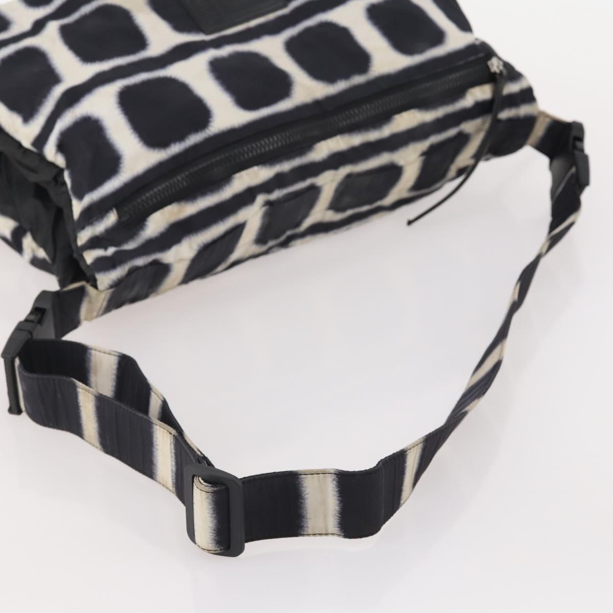 CHANEL Sports Line Reversible Shoulder Bag Nylon Black Silver CC Auth bs35056