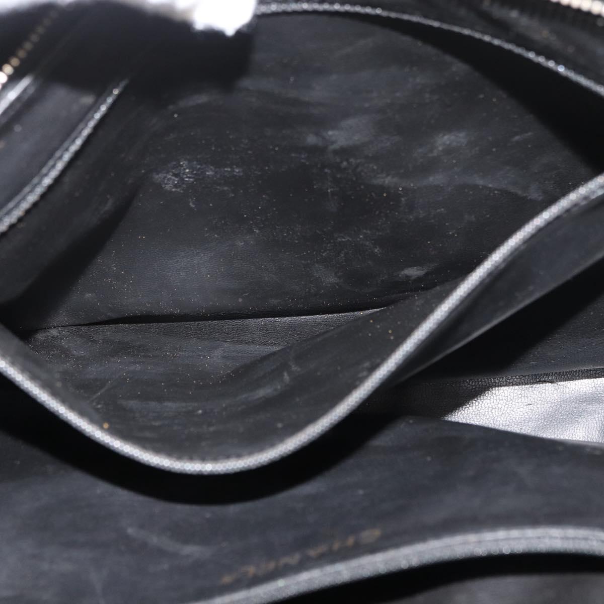 CHANEL Chain Shoulder Bag Lamb Skin Black Gold CC Auth bs35059