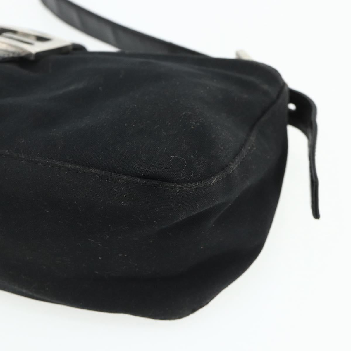 FENDI Mamma Baguette Shoulder Bag Nylon Black Silver Auth bs35060