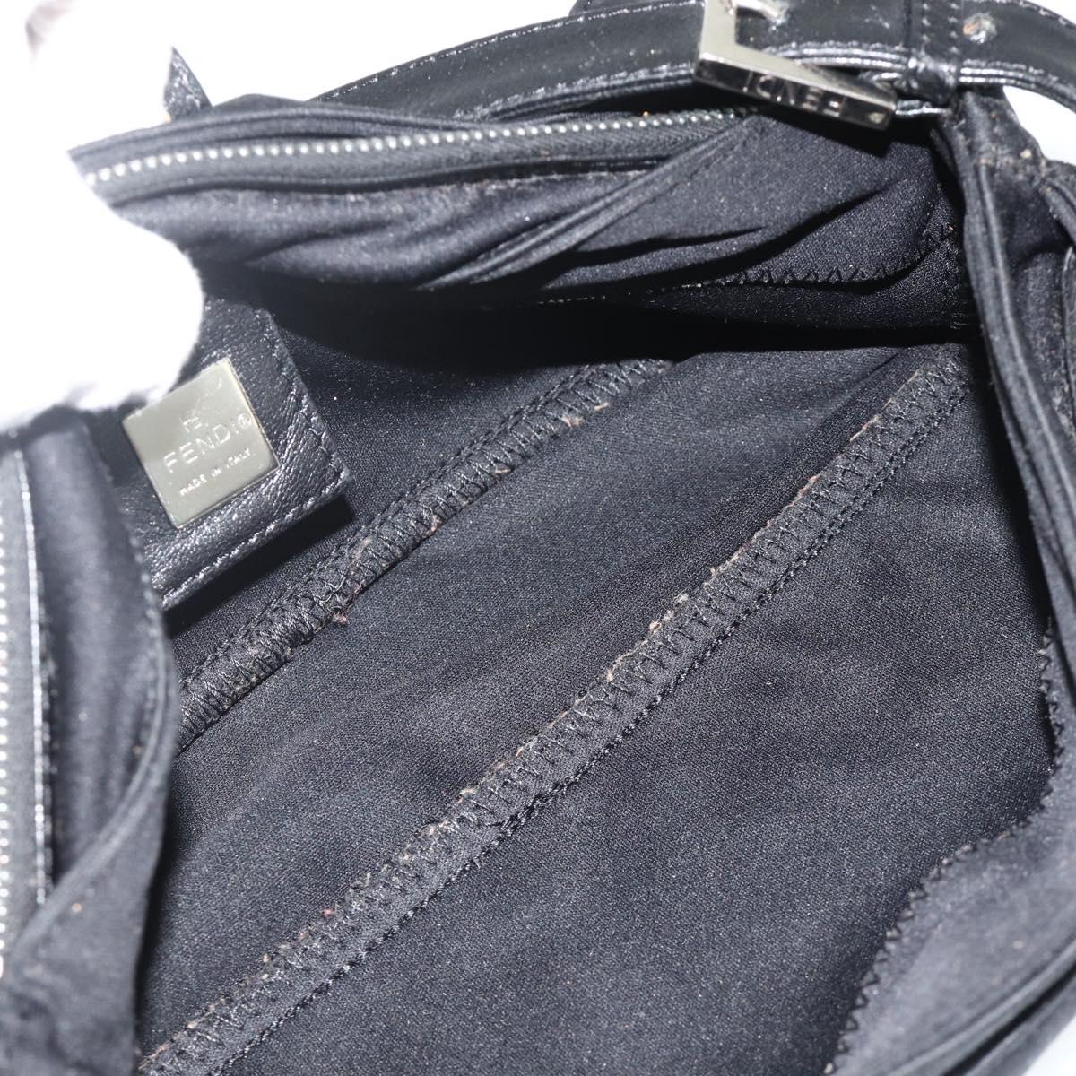 FENDI Mamma Baguette Shoulder Bag Nylon Black Silver Auth bs35060