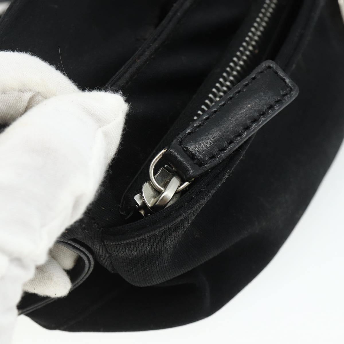 FENDI Mamma Baguette Shoulder Bag Nylon Black Silver Auth bs35060
