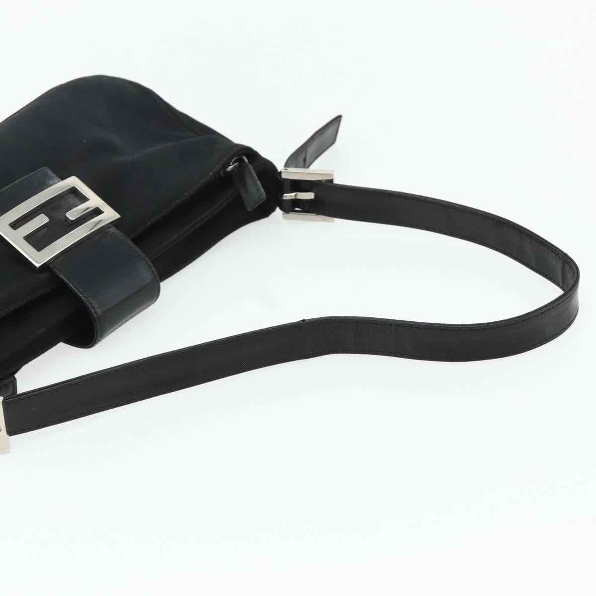 FENDI Mamma Baguette Shoulder Bag Nylon Black Silver Auth bs35060