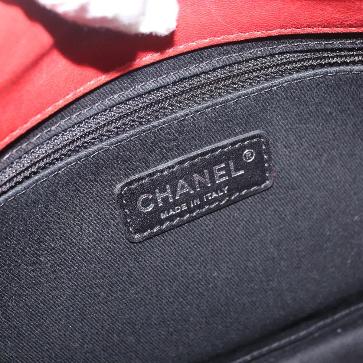 CHANEL Chain Matelasse 2.55 Shoulder Bag Lamb Skin Red Silver CC Auth bs35062V