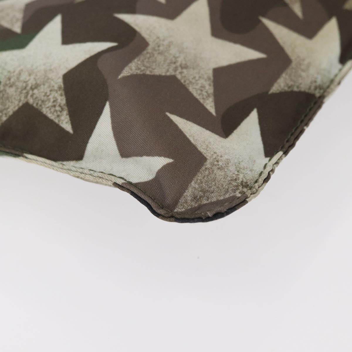 VALENTINO Camouflage Clutch Bag Nylon Khaki Silver Auth bs35068A