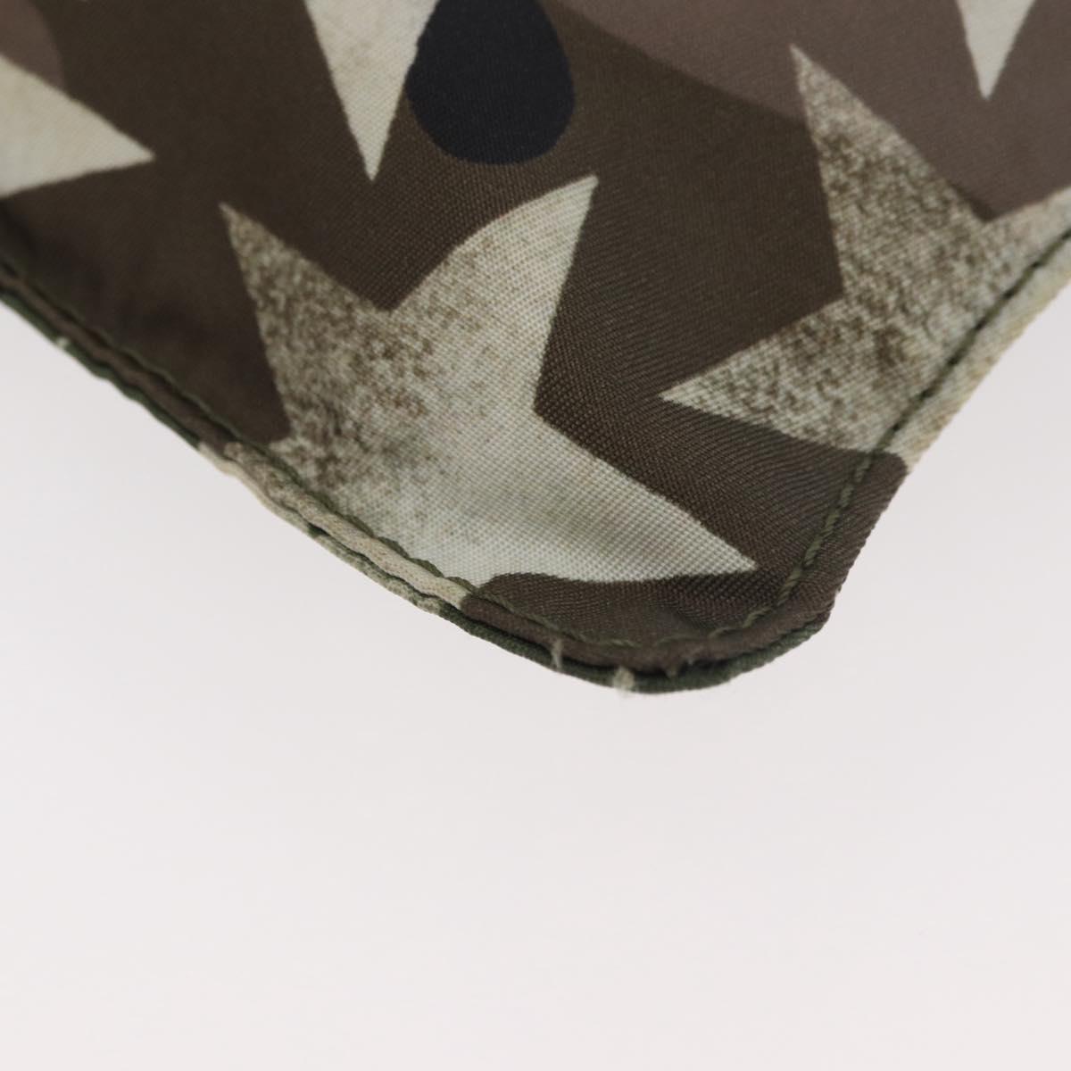 VALENTINO Camouflage Clutch Bag Nylon Khaki Silver Auth bs35068A