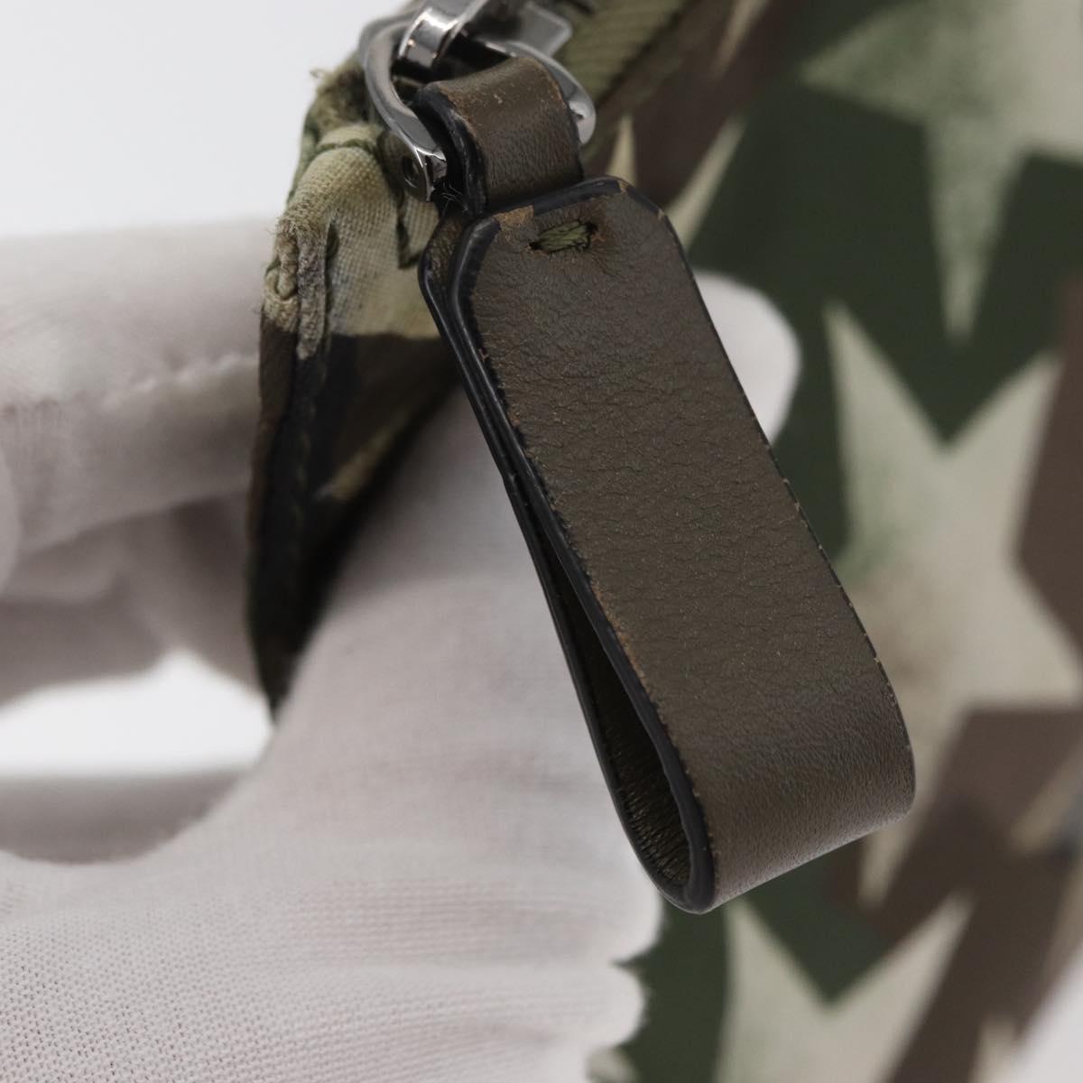 VALENTINO Camouflage Clutch Bag Nylon Khaki Silver Auth bs35068A