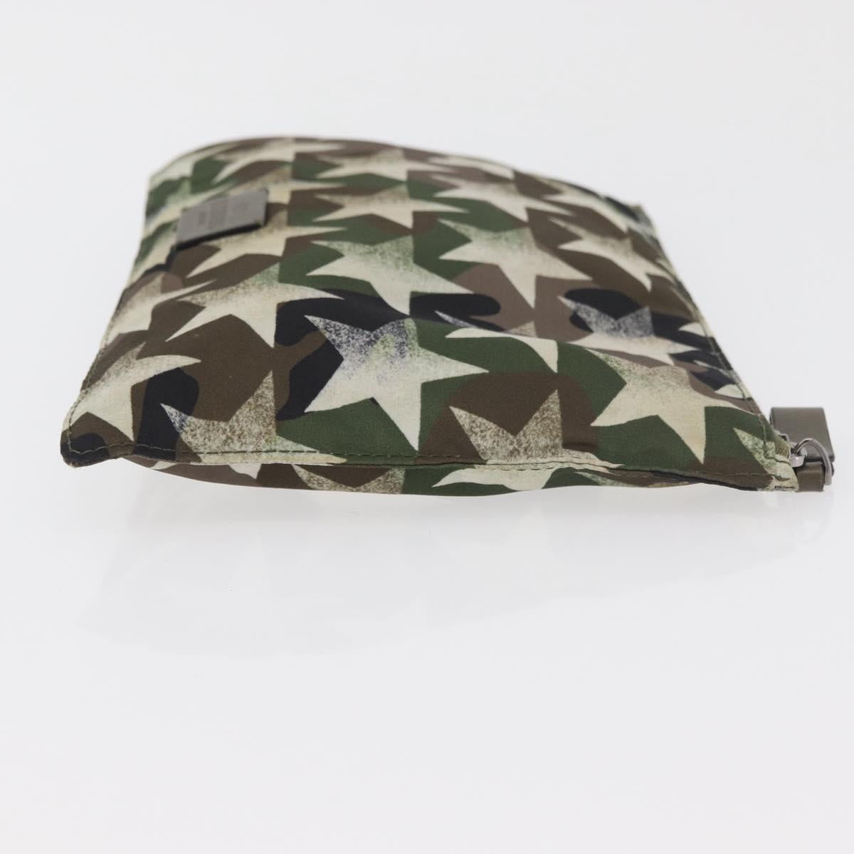 VALENTINO Camouflage Clutch Bag Nylon Khaki Silver Auth bs35068A