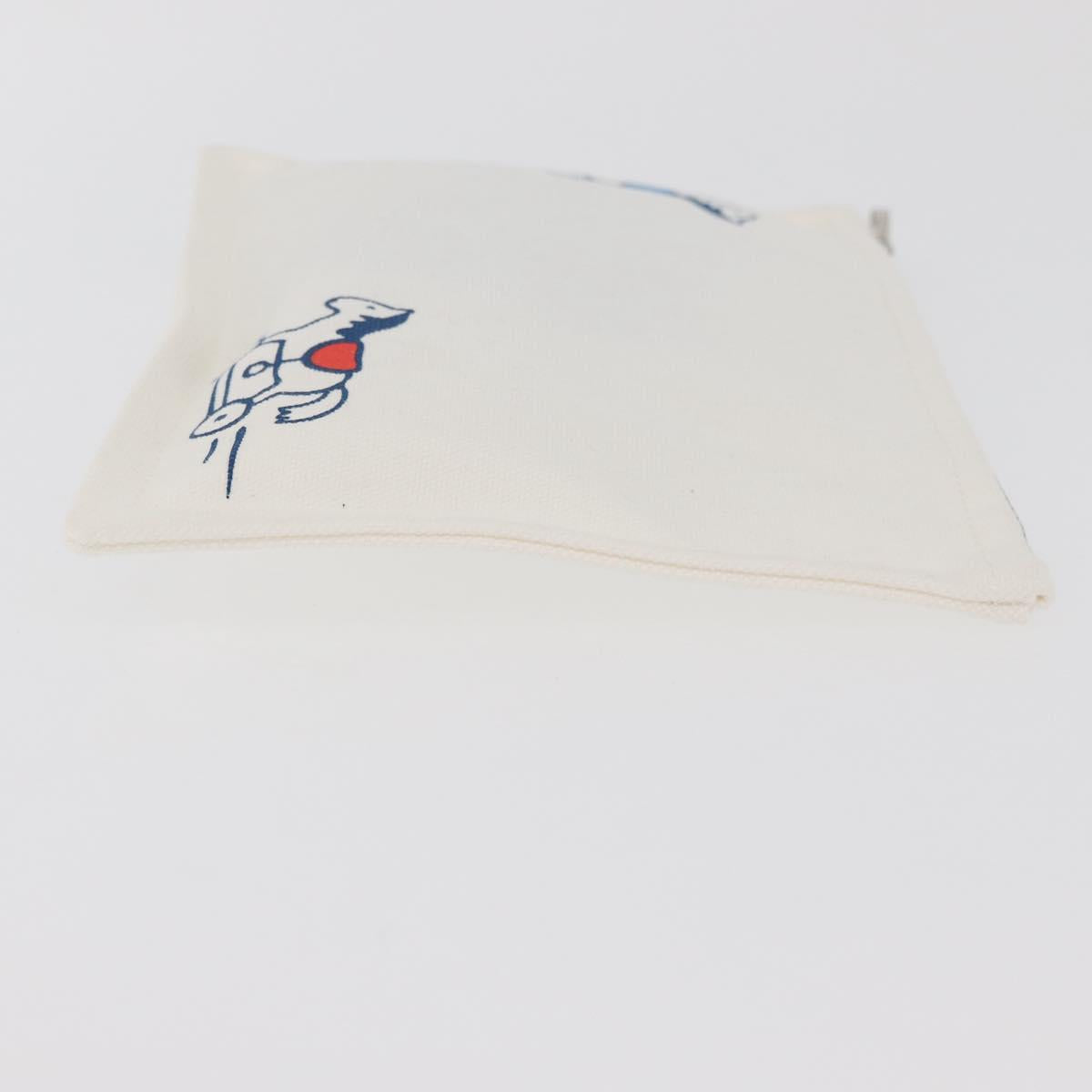 HERMES Trousse Flats Adada Pouch Cotton White Silver Auth bs35071V