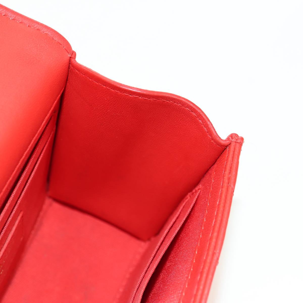 CHANEL V Stitch Shoulder Bag Lamb Skin Gold Red CC Auth bs35072M
