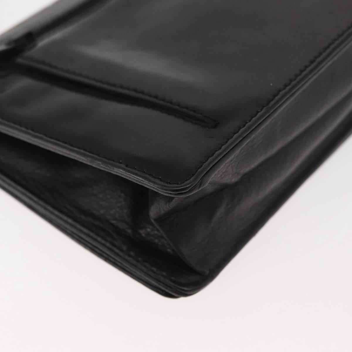 CHANEL Chain Wallet Patent leather Black Silver CC Auth bs35074