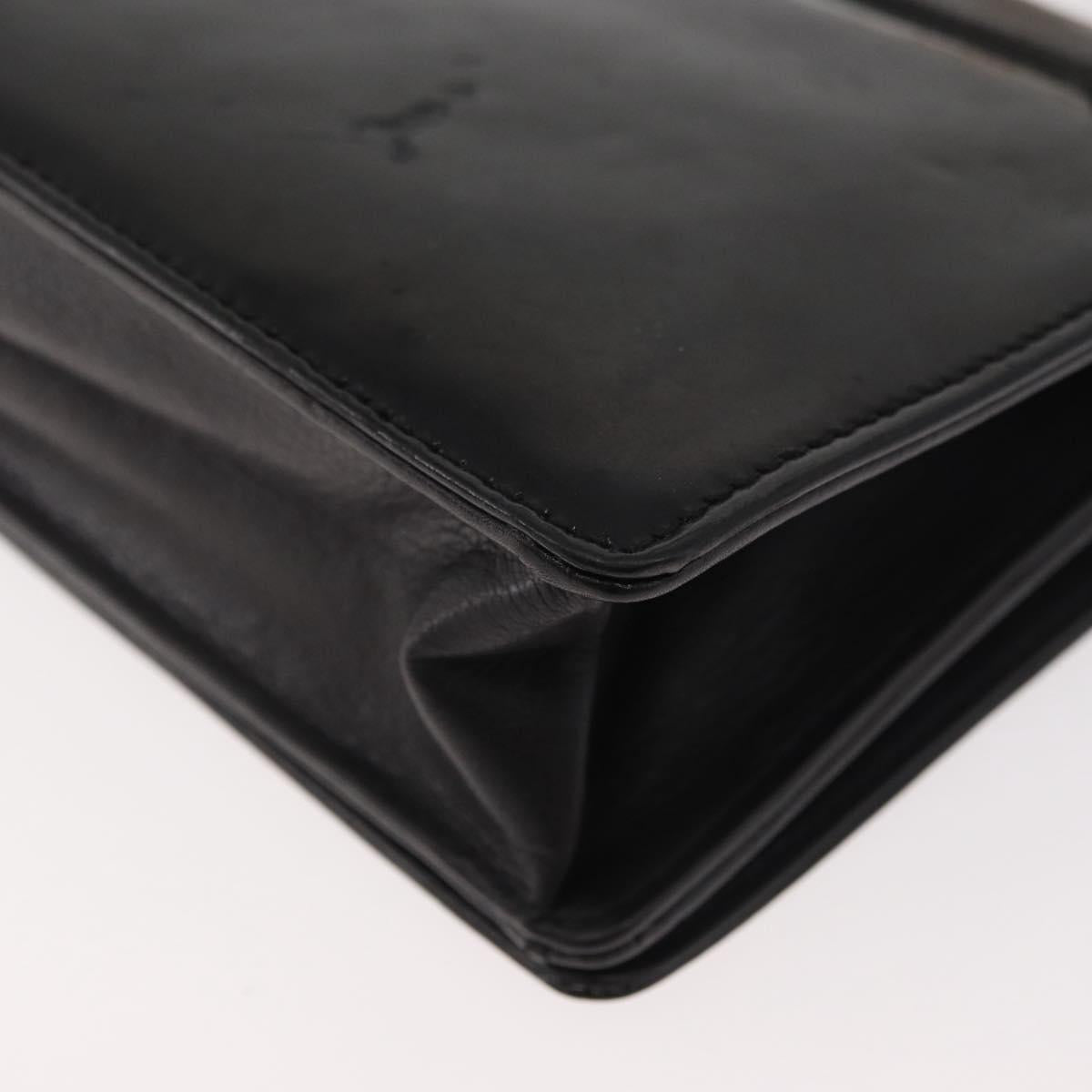 CHANEL Chain Wallet Patent leather Black Silver CC Auth bs35074