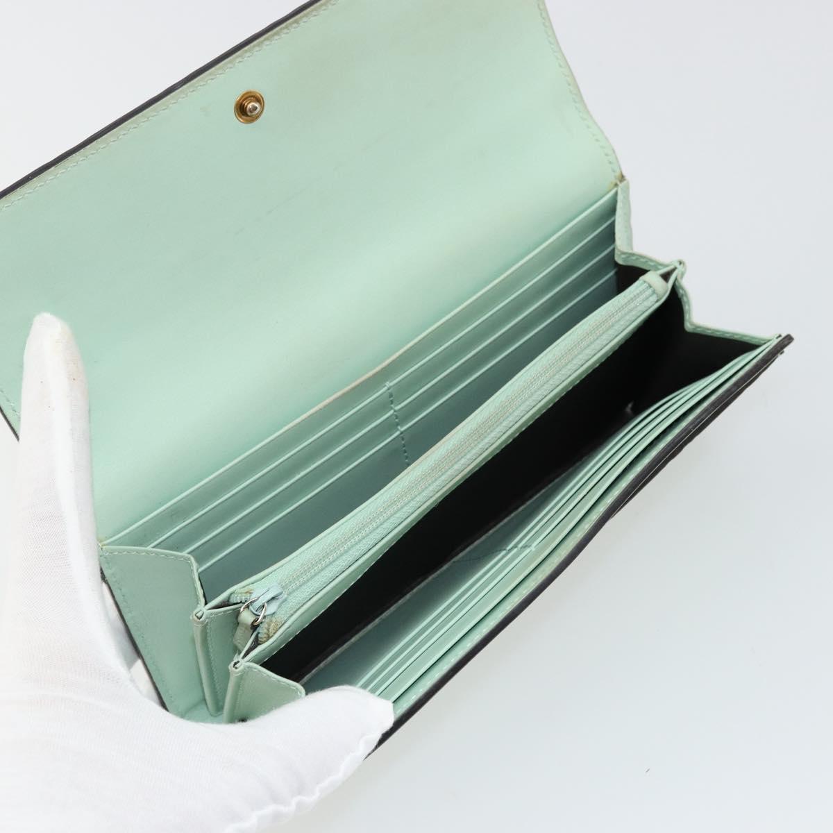 GUCCI GG Canvas Guccissima Long Wallet Leather Green Gold 548055 Auth bs35079A