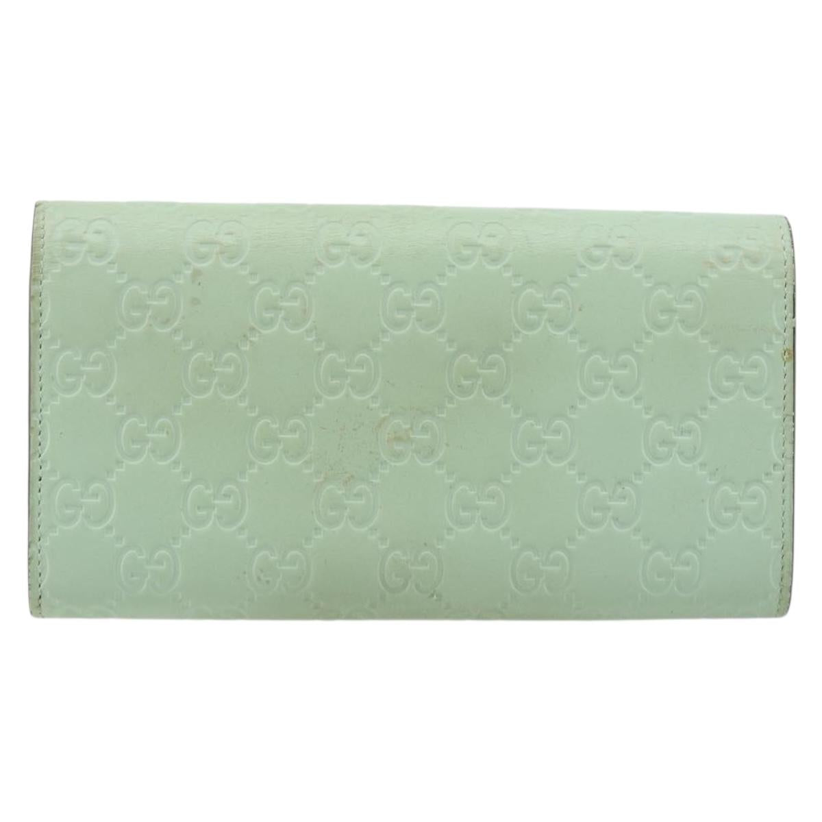 GUCCI GG Canvas Guccissima Long Wallet Leather Green Gold 548055 Auth bs35079A