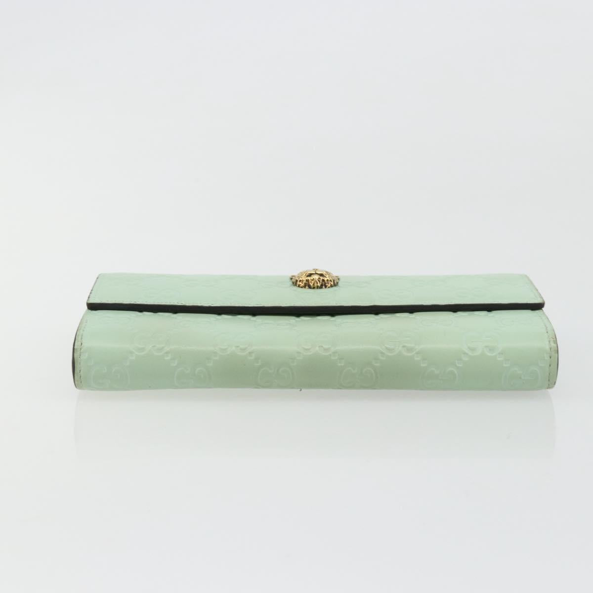 GUCCI GG Canvas Guccissima Long Wallet Leather Green Gold 548055 Auth bs35079A
