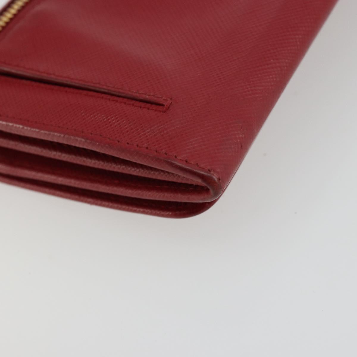 PRADA Long Wallet Safiano leather Red Gold Auth bs35080