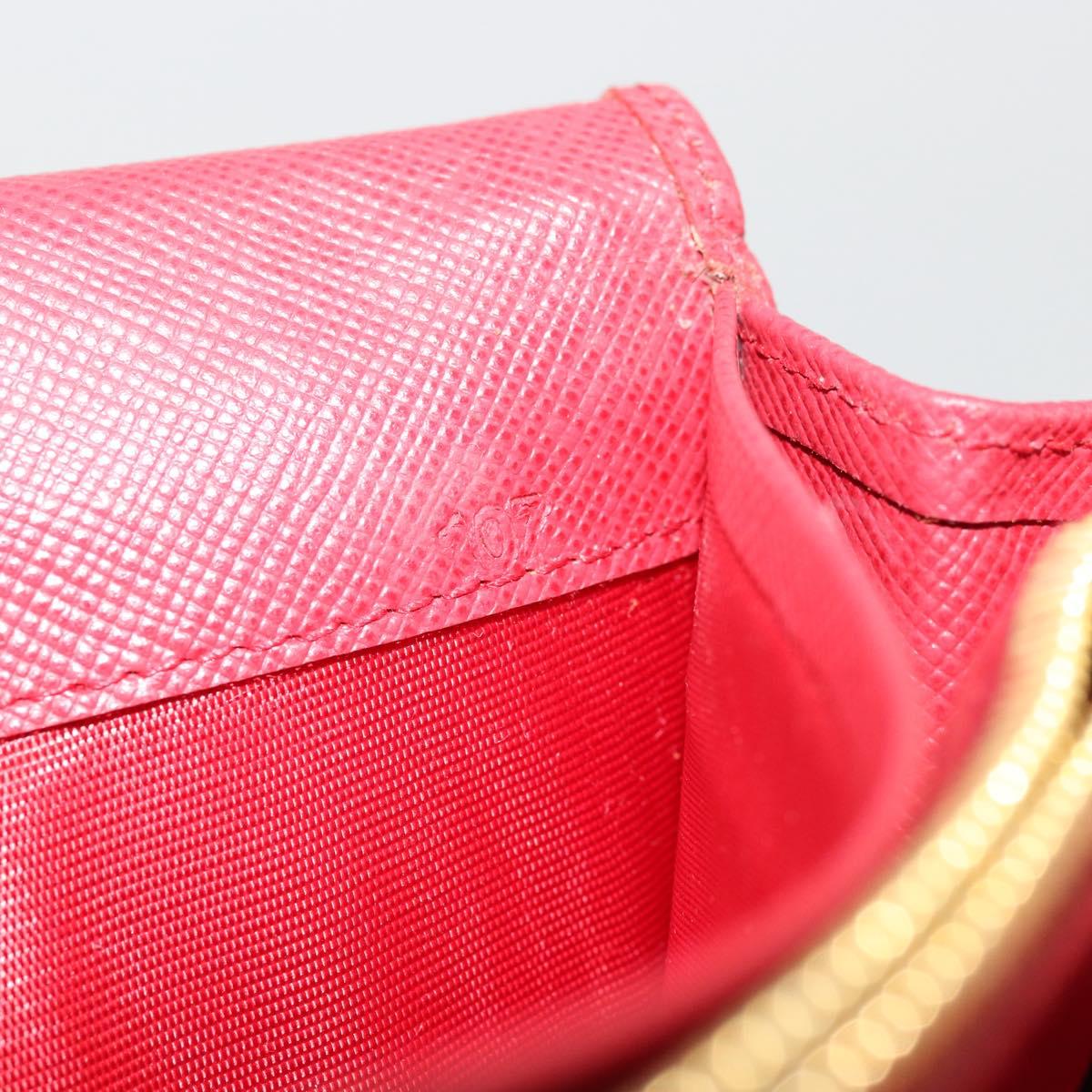 PRADA Long Wallet Safiano leather Red Gold Auth bs35080