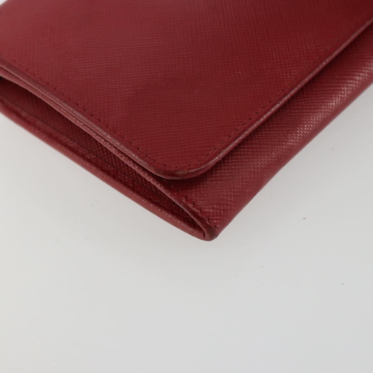 PRADA Long Wallet Safiano leather Red Gold Auth bs35080