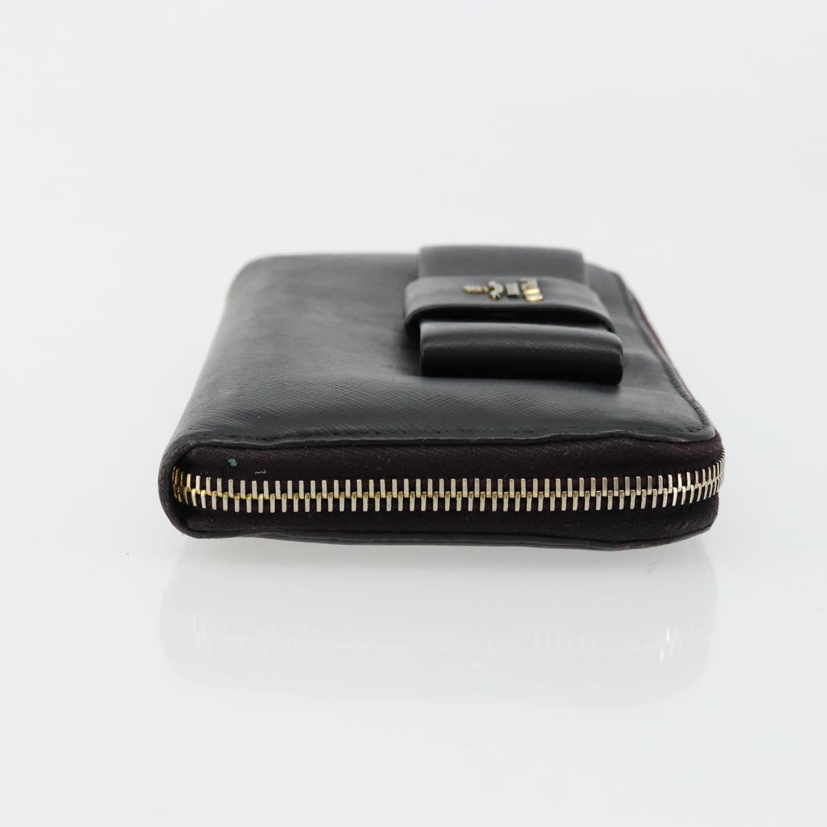 PRADA Long Wallet Safiano leather Black Gold Auth bs35081
