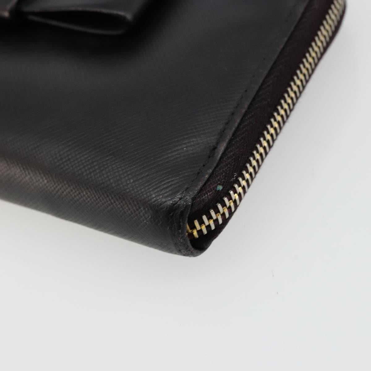 PRADA Long Wallet Safiano leather Black Gold Auth bs35081