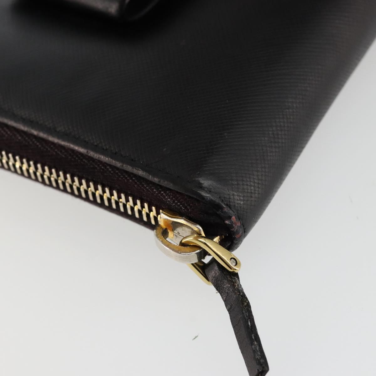 PRADA Long Wallet Safiano leather Black Gold Auth bs35081