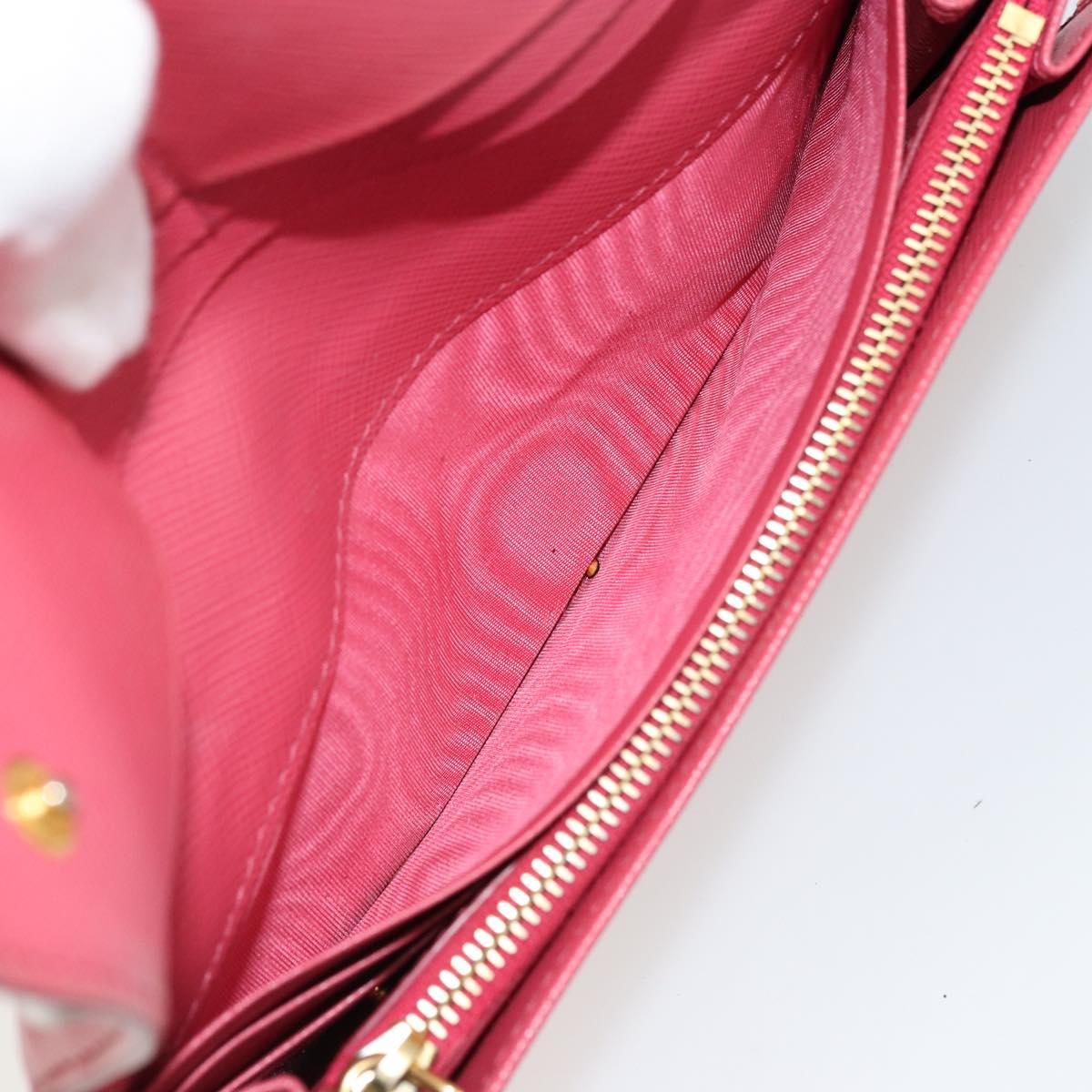 PRADA Long Wallet Safiano leather Pink Gold Auth bs35082A