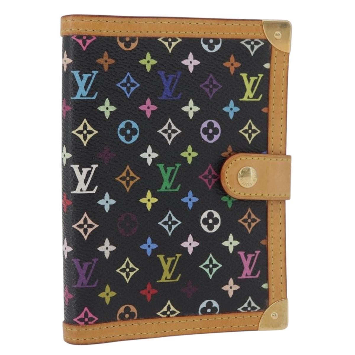 LOUIS VUITTON Monogram Multicolor Agenda PM Day Cover Black R20895 Auth bs35086A