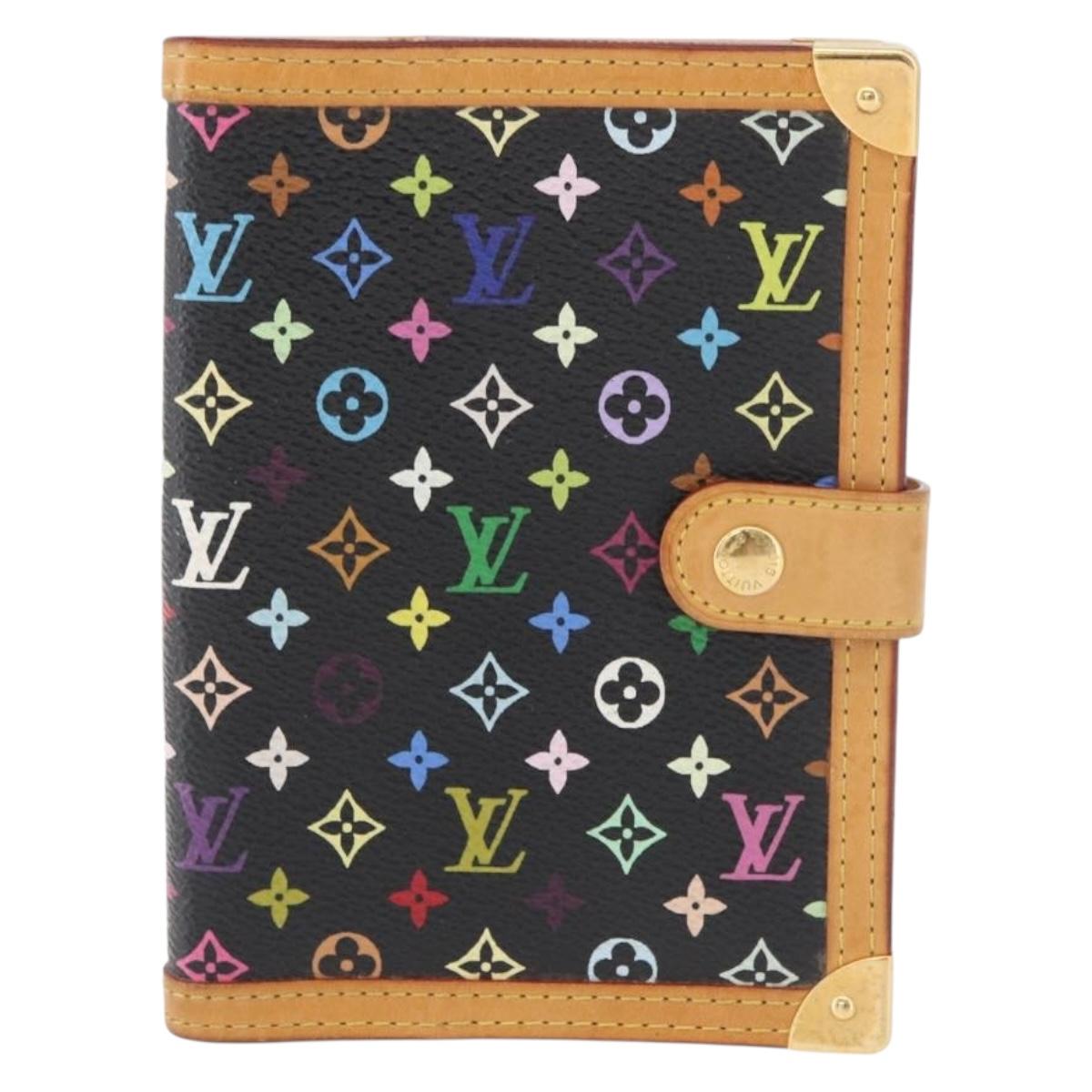 LOUIS VUITTON Monogram Multicolor Agenda PM Day Cover Black R20895 Auth bs35086A