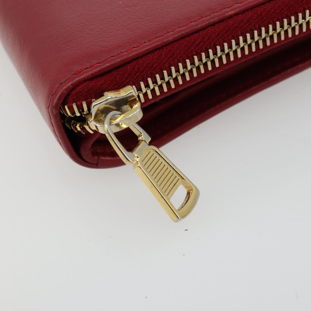 SAINT LAURENT Bifold Wallet Leather Red Gold Auth bs35087