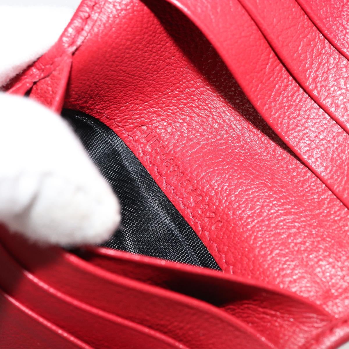 SAINT LAURENT Bifold Wallet Leather Red Gold Auth bs35087