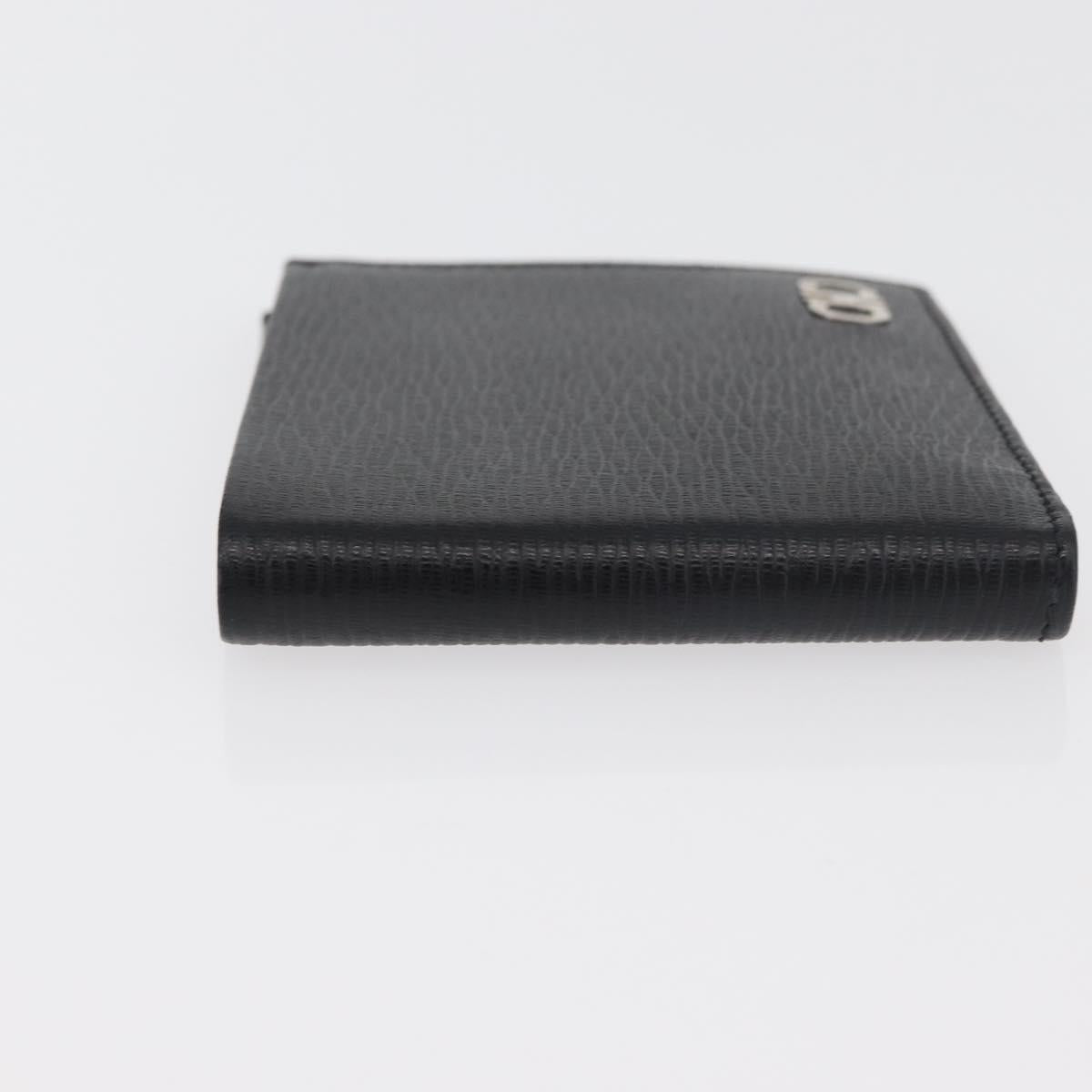 Salvatore Ferragamo Gancini Bifold Wallet Leather Black Silver Auth bs35088V