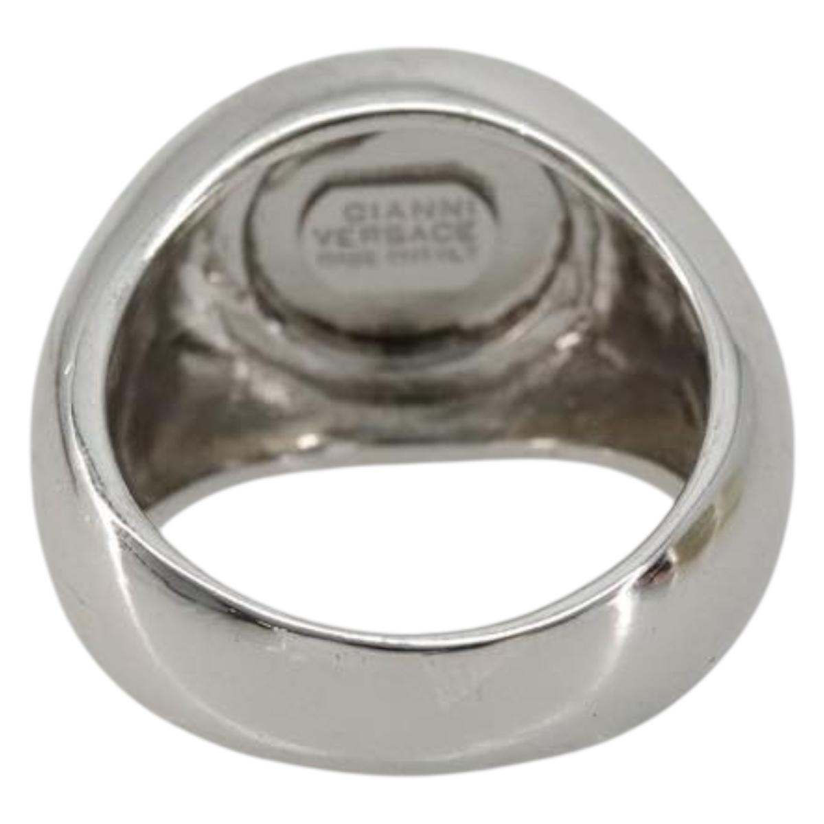 Gianni Versace Ring metal Silver Auth bs35090