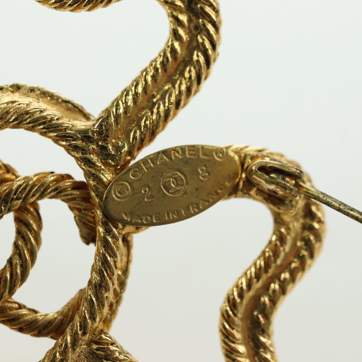 CHANEL Brooch metal Gold Tone CC Auth bs35091M
