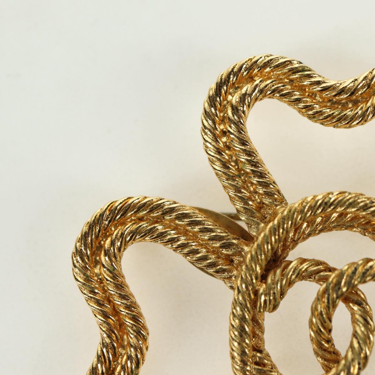 CHANEL Brooch metal Gold Tone CC Auth bs35091M
