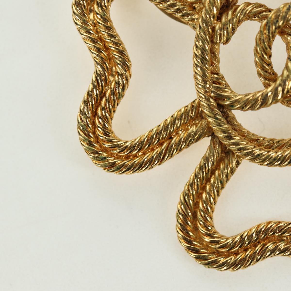 CHANEL Brooch metal Gold Tone CC Auth bs35091M