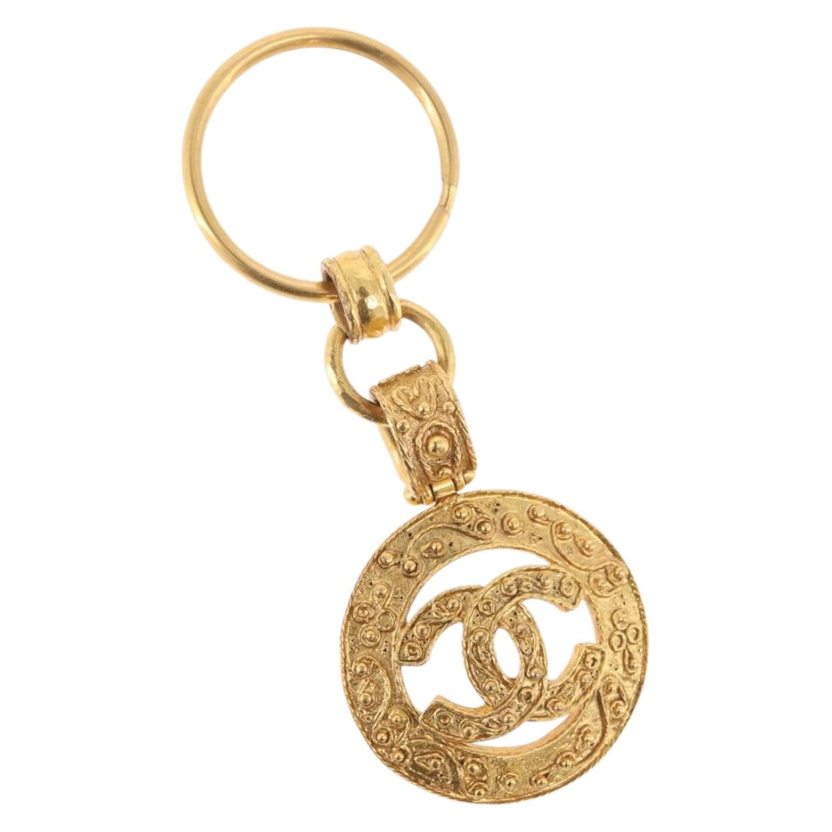 CHANEL Key Holder metal Gold CC Auth bs35092M
